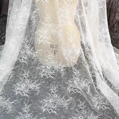 French Sequin Embroidery Lace Fabric Fabric Wedding Dress Decorative Materials Accessories Primer Designer Materials White