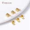 18K Gold Plated Leather Clip Connector Brass Metal Rope Fastener Crimp Fold Over Cord End Cap For DIY Jewelry Making Supplies