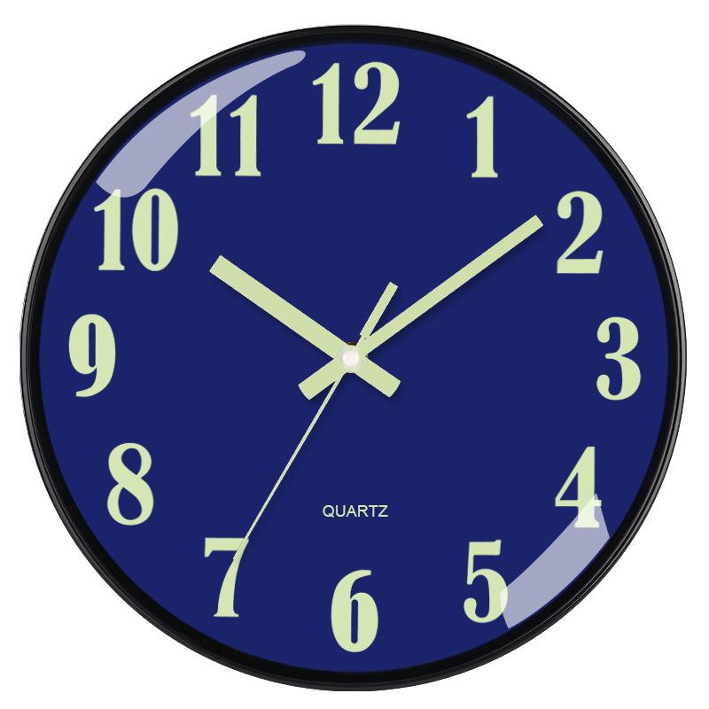 

12 дюймов 30 см Светящиеся пластиковые бесшумные настенные часы Креативные для спальни гостиной Простые светящиеся кварцевые часы