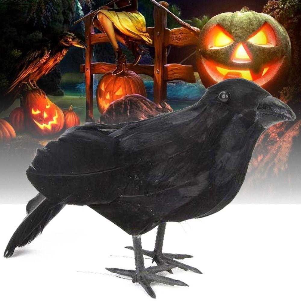 

3PCS Орнамент Пернатый Ворон Хэллоуин Реалистичная птица Подарок Фестиваль искусственных ворон