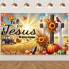 2D plane, a large autumn harvest banner featuring the theme of Jesus, with the Bible verse "Fallen for Jesus"zyc