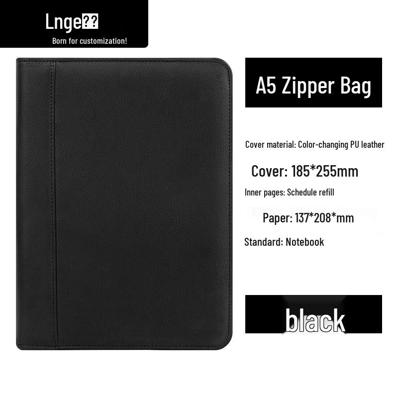 A5 Ретро Кожаный Папка-регистратор на молнии: Многофункциональный блокнот на кольцах со съемным разделом A6