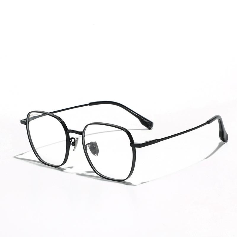 

Очки Очки для близорукости Оправа Литературные квадратные плоские очки Женские простые очки, анти-синий свет Металлические титановые оправы Мужские чёрный