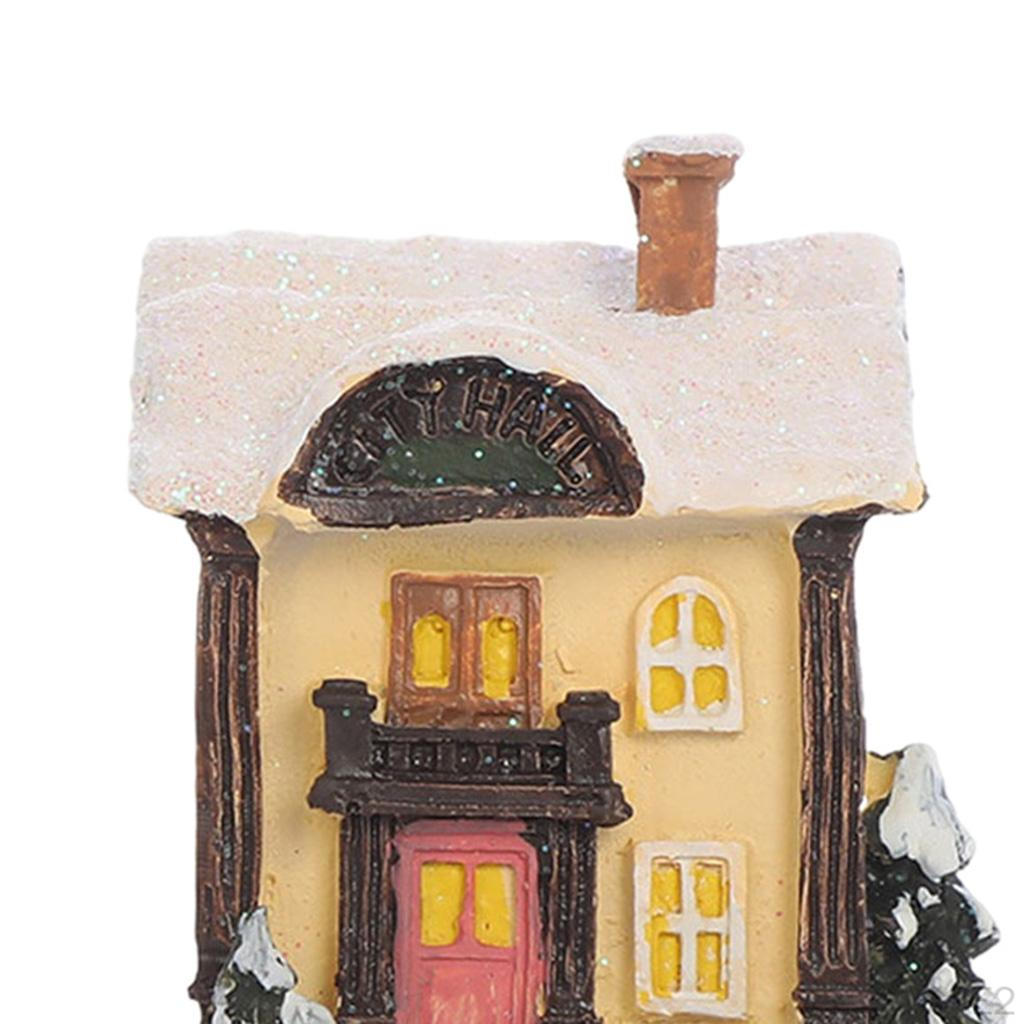 House Decoration LED Lights Christmas Town Scene Desktop Ornaments Figurines Buildings Battery