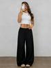 2026 Women's Pure Cotton Loose Solid Color Elastic Waist Wide-Leg Casual Pants