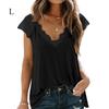 Women T Shirt V Neck Lace Sleeveless Casual Tops