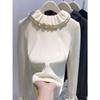 Premium Ruffle Edge Long-sleeved Knitted Sweater for Women's Autumn and Winter New Inner Sweater Bottoming Top