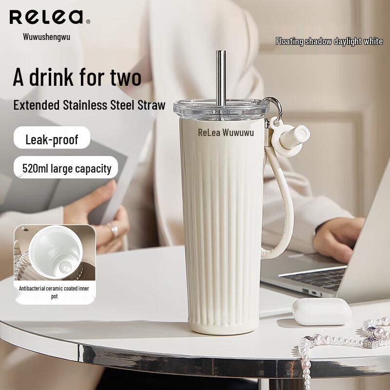 RELEA Palace Museum Dual-Drink Ceramic Lined Insulated Coffee Mug