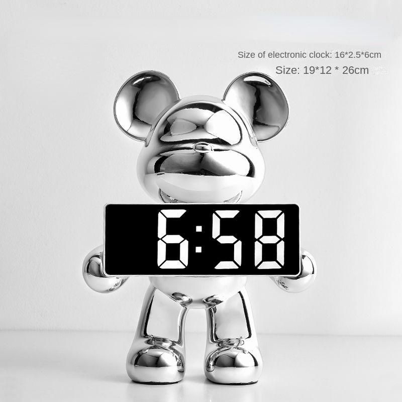 Light Luxury Creative Violent Bear Clock Ornament Entrance Living Room Decoration Wine Cabinet TV Cabinet Home Decor Crafts