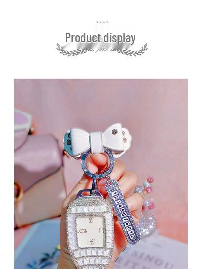 GAC Trumpchi Shadow Leopard Car Key Case with Diamond Inlay for Women's 23 Model M8 Legend, 2nd Gen GS8 Shadow Cool Bag Buckle.