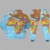 Colorful Map Print Couples Matching Hooded Sweatshirt Jogger Set Fall Casual Sportswear Men