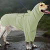 Reflective Dog Raincoat Reflective Stripe Waterproof Dog Rain Jacket with Leash Hole High Collar Dog Hooded Raincoat