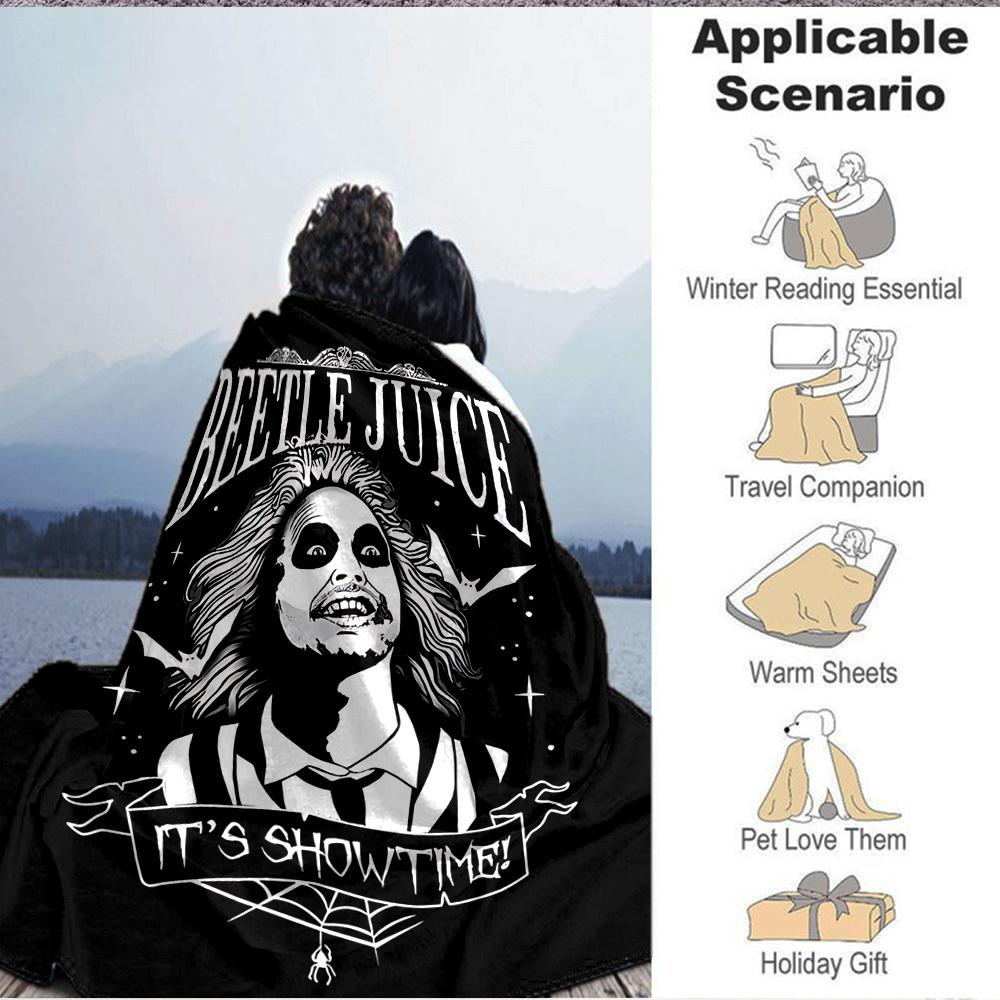 1pc Beetlejuice, Showtime Blanket Polyester Fiber, All Season Comfort for Sofa, Bed, Office, Car, Camping Ideal Home Decor & Gift, Office Comfort