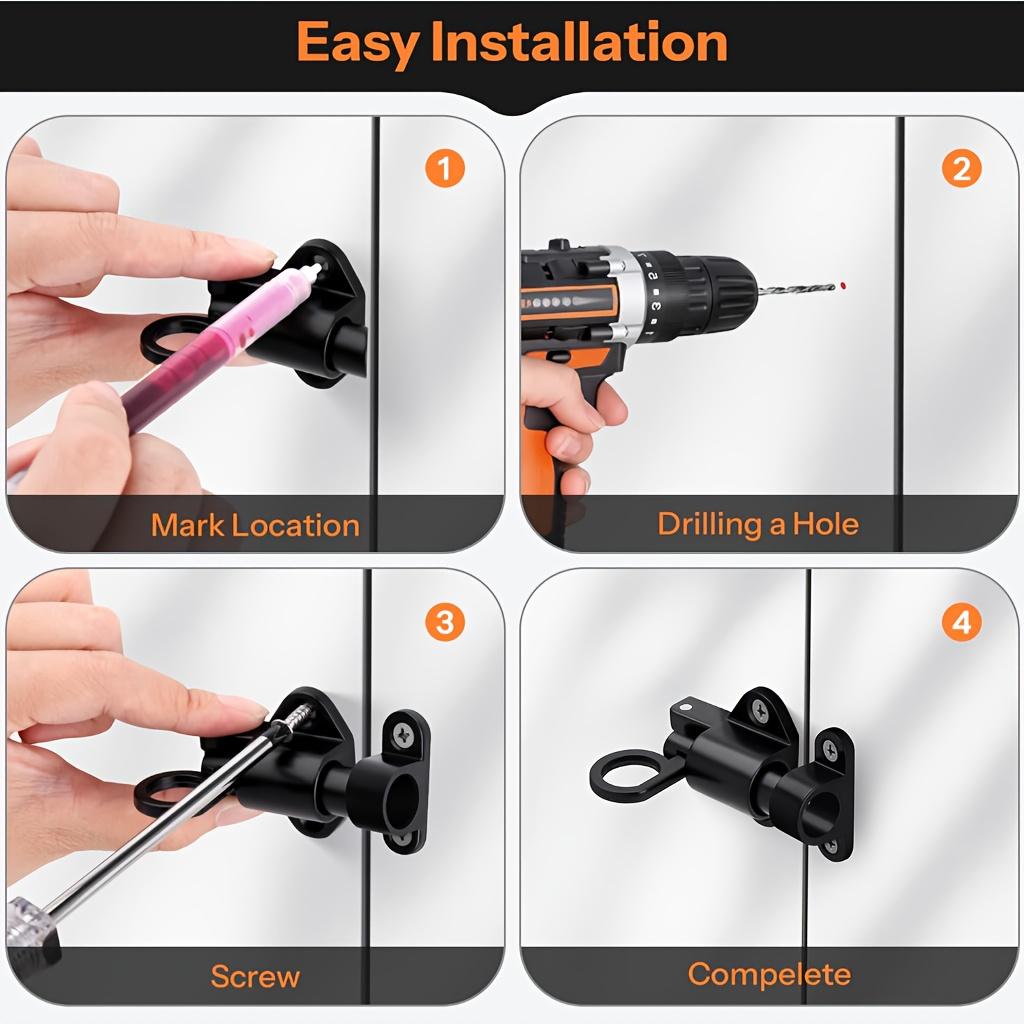 5pcs 1 Lock + 4 Screws Aluminum Alloy Automatic Spring Airplane Type Push-Pull Bolt, Innovative Pull-Release Self-Locking Design