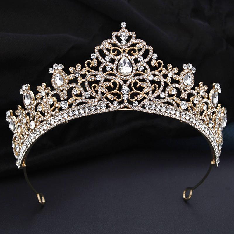 Gorgeous Baroque Rhinestone Wedding Crown for Women Girls Party Birthday Tiaras Headbands Bridal Hair Jewelry for Queen Tiara