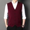 Men S Sleeveless Knit Cardigan Vest V Neck Solid Color Casual Spring Autumn