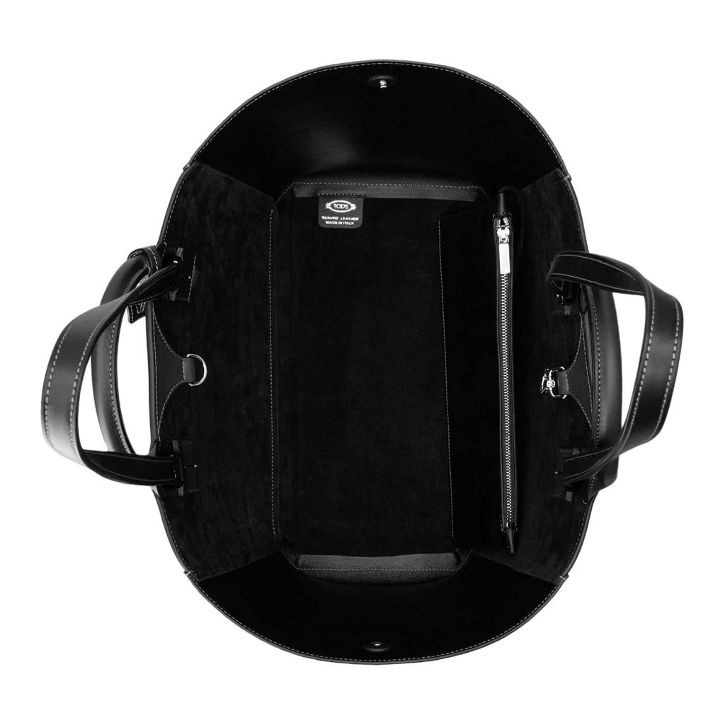 Tods Double Up Brand Logo Oval Pendant Tote Bag Women Tote Bags Black XBWCLNA03C0N2B1X48