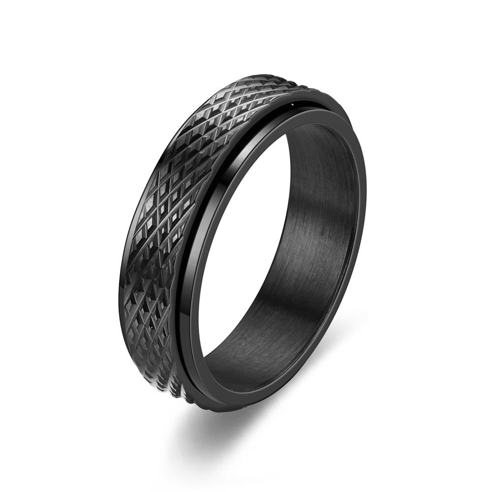 1Pc Fashion Fashion Stripe Rotatable Titanium Steel Ring Daily Wear | As A Gift