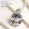 Gin no Arabesque Cylinder Box Silver 925 Necklace Pill Case Pendant Arabesque Round [Shinjuku Kura] (with Chain)