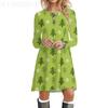 Red Christmas Party Dresses For Women 2023 Winter X-Mas Snowman Print A-Line Dress Casual Cute Long Sleeve Loose Oversize Dress