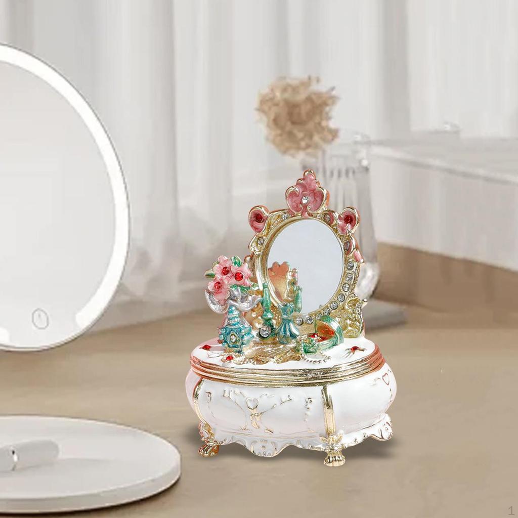 Enamel Jewelry Trinket Box Holder Display Tabletop Women Collectible Party Handmade Wedding Dresser