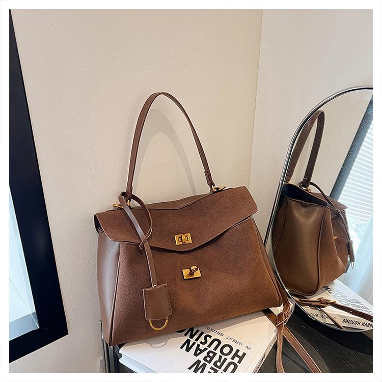 Business Commuter Handbag for Women, New Matte Leather Tote Bag, Unisex Style, Large Handheld Bag, Crossbody Bag