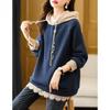 Spring Autumn Womens Hooded Sweatshirt European Style Color Block Loose Fit Long Sleeve Jacket
