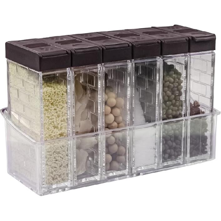 6 Pcs Spice Shaker Jars, Salt and Pepper Shakers, Plastic Spice Dispenser, Salt Shakers, Seasoning Shaker Box, Condiment Set, spice containers