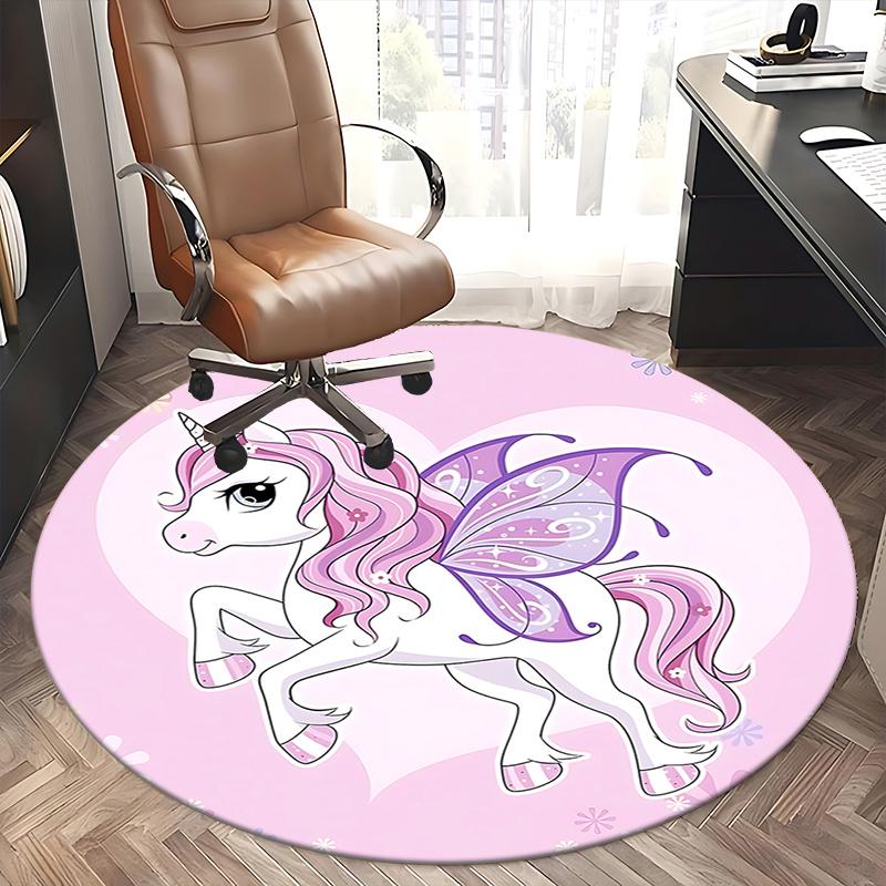 Unicorn Chair Mat - Round Carpet for Home Decor, Office Use, Living Room