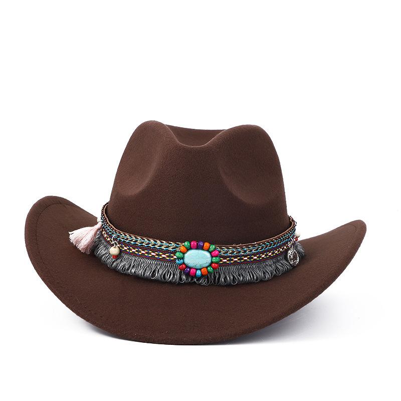 New Western Cowboy Hat Top Hat Jazz Hat Big Brim Ethnic Style Cowboy Felt Hat