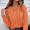 Damen Strickpullover mit Zopfmuster, Herbst, Rundhalsausschnitt, Langarm, Pullover, Tops, Damen, Winter, lässig, lockerer Pullover