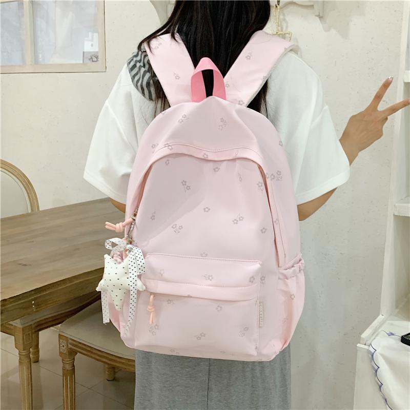 Floral Print Backpack with Front Pocket and Side Pockets