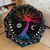 Tree of Life Pattern Folding Umbrella Fashion Auto-Open 8 Iron Ribs Plastic Handle Foldable Sunshade Perfect Christmas Gifts