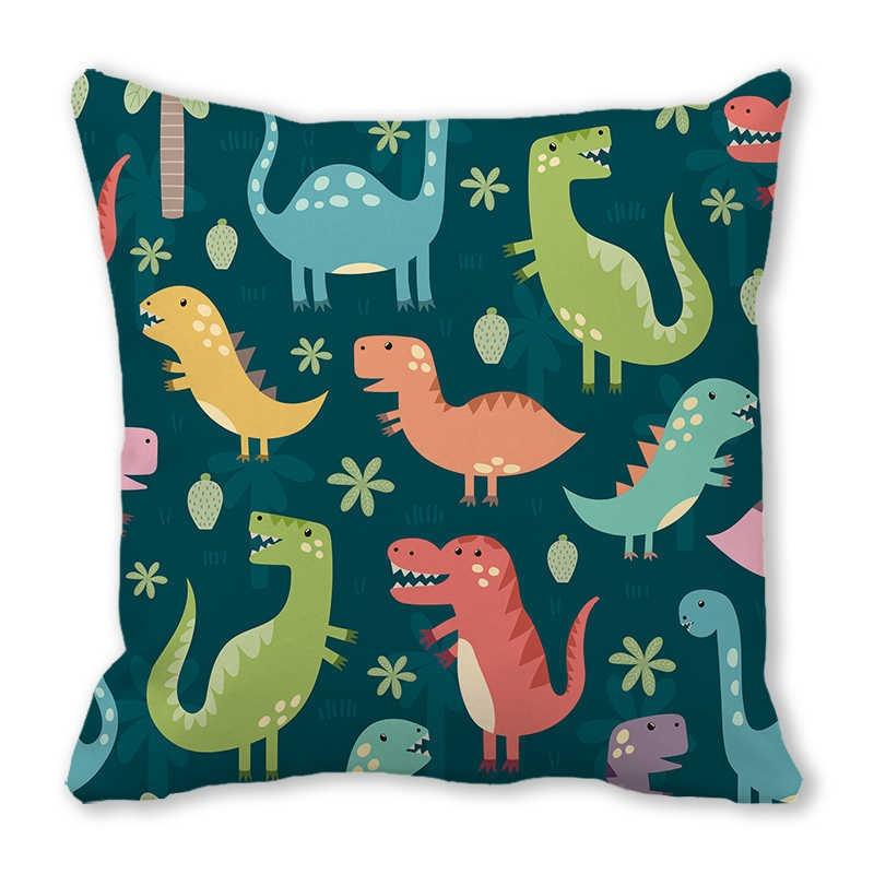 Office Sofa Car Cushion Cover Luxury Home Decoration Pillow Cover Cute Cartoon Little Dinosaur Animal Pattern