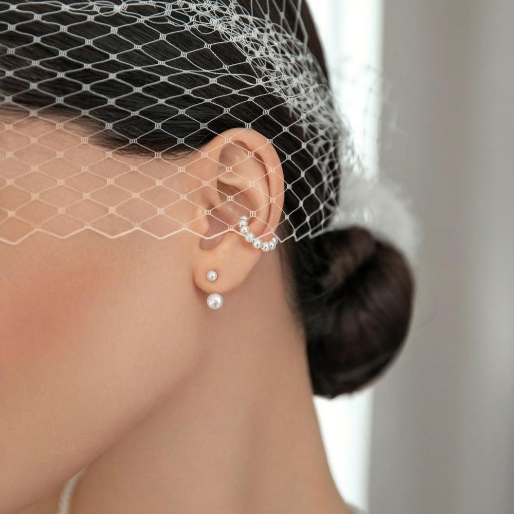 S925 Sterling Silver Dual Pearl Earrings with Gold Back-Hanging Design - Elegant and Versatile