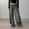 Washed Loose Fit Casual Jeans Pocket Straight Pants
