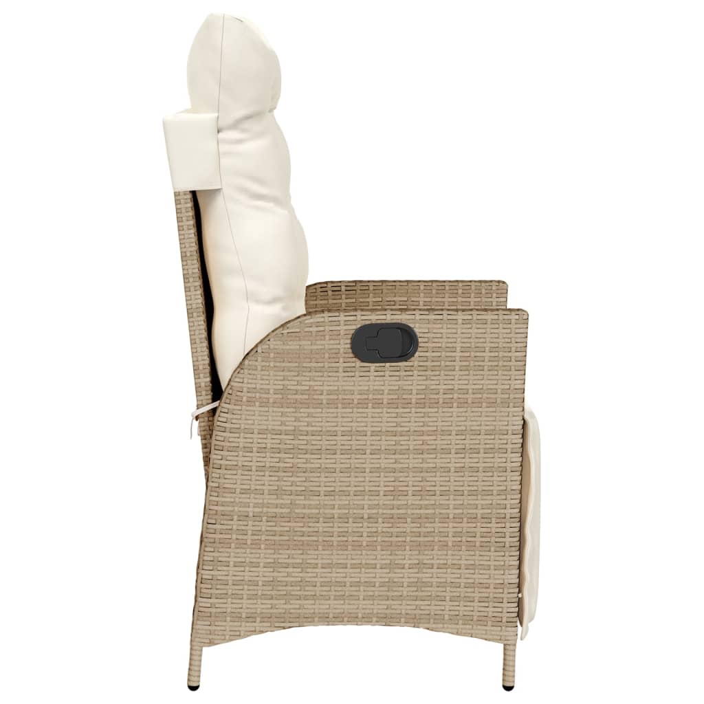 3 Piece Bistro Set with Cushions Beige Poly Rattan