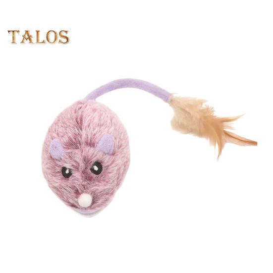 Elektrisches Maus-Katzenspielzeug, wiederaufladbar über USB, interaktives Kätzchenspielzeug mit Federschwanz, automatisch bewegliche Plüschmaus für Hauskatzen