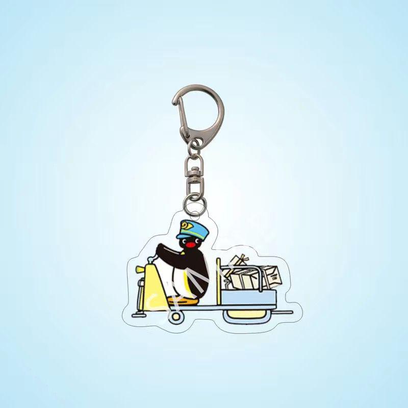 Rolig Pingvinfamilj Tecknad Akryl Nyckelring - Söt Väskberlock & Parprydnad