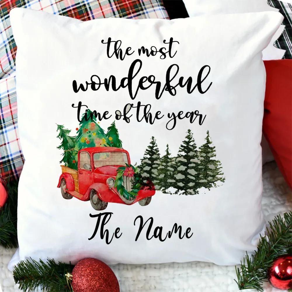 

Персонализированная рождественская подушка для семьи, рождественская подушка, семейный пряничный домик, рождественские украшения, подарки для комнаты, рождественские украшения, подарок