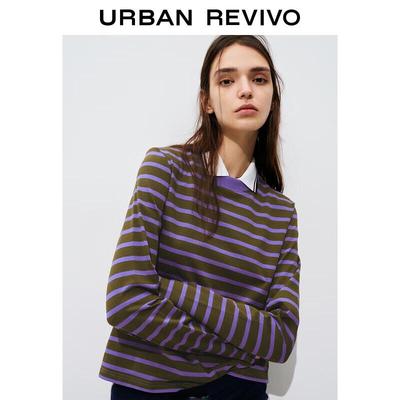 Women's Colorblock Striped Cotton Long Sleeve T-shirt