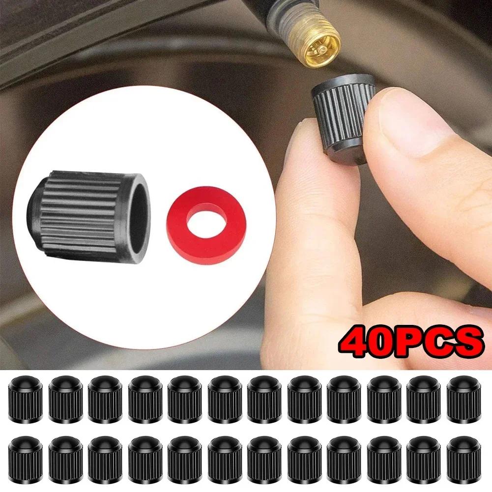 10-40PCS Car Tire Valve Plastic Bike Tyre Valve Caps O Rubber Ring Covers Dome Shape Dust Valve for Auto Motorcycle Cap Decor