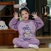 Kids Flannel Pajamas Set Boys Girls Warm Long Sleeve Top And Pants Sleepwear Winter Home Nightwear