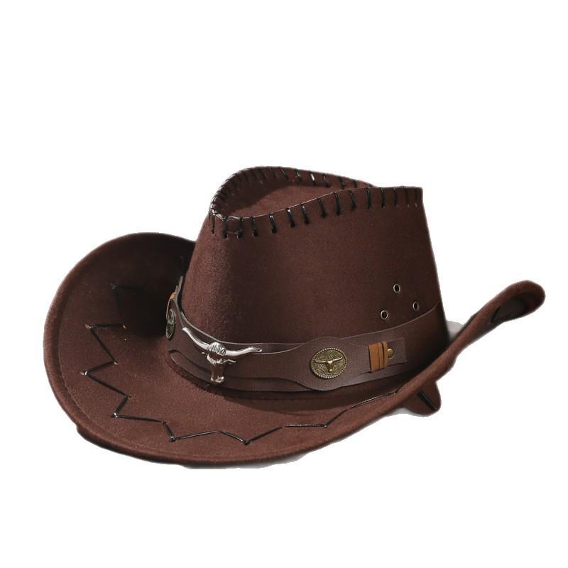 Popular Western Cowboy Hat Men's and Women's Spring and Summer Tourism Mountaineering Sun Hat Grassland Tibetan Big Eaves Jazz Hat