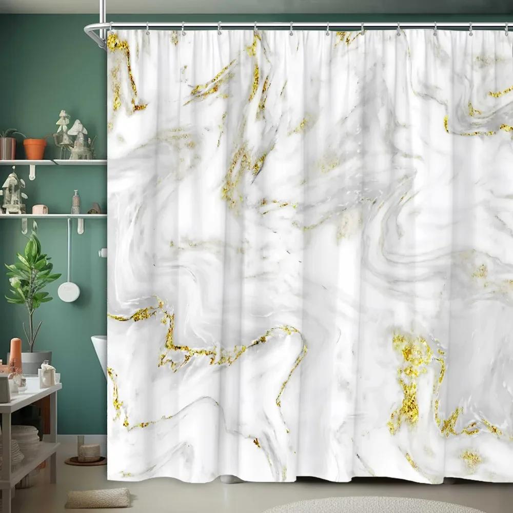 Marble Textured Shower Curtain Luxury Modern Geometric Creative Irregular Ink Art Home Polyester Fabric Bathroom Decor Curtains