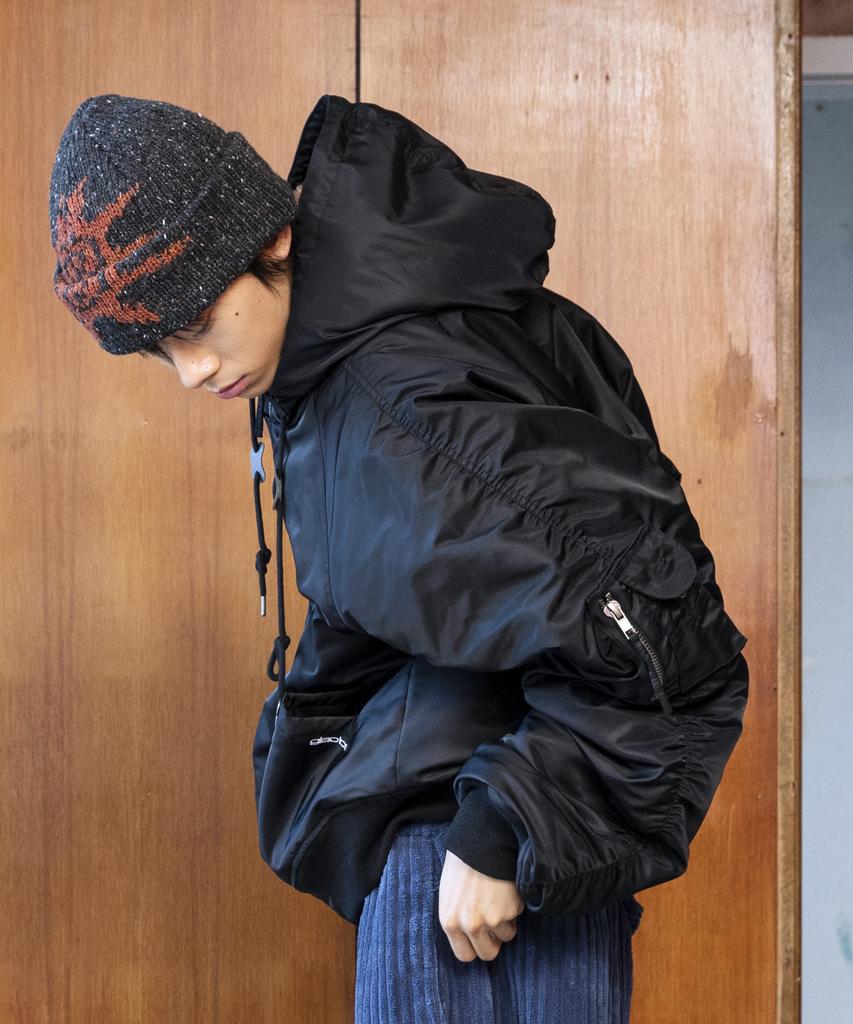 Glack Gj107 Reworked N2B Nylon Short Parka (Black)