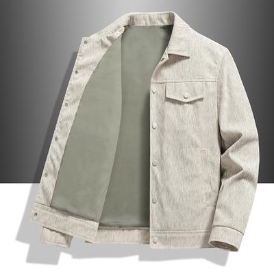 Autumn New Lapel Corduroy Jacket for Young and Middle-aged Men, Fashionable Casual Short Men's Workwear Trendy Jacket
