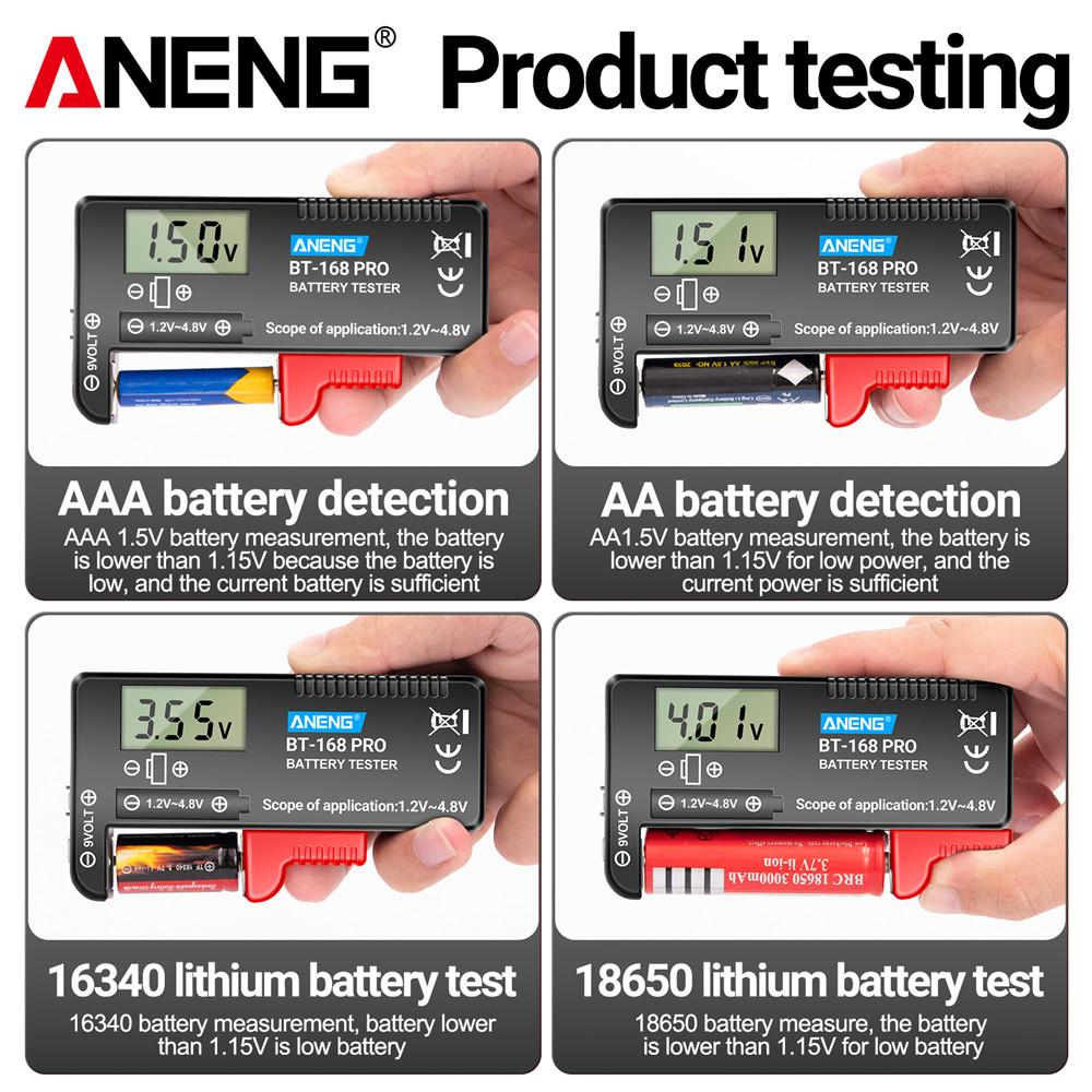 Tester de Baterii Portabil ANENG 168PRO Indicator Nivel Baterie Capacitate Tester Universal Analizoare de Sarcină Tester Baterii Buton Litiu 1.5-4.8V/9V Universal