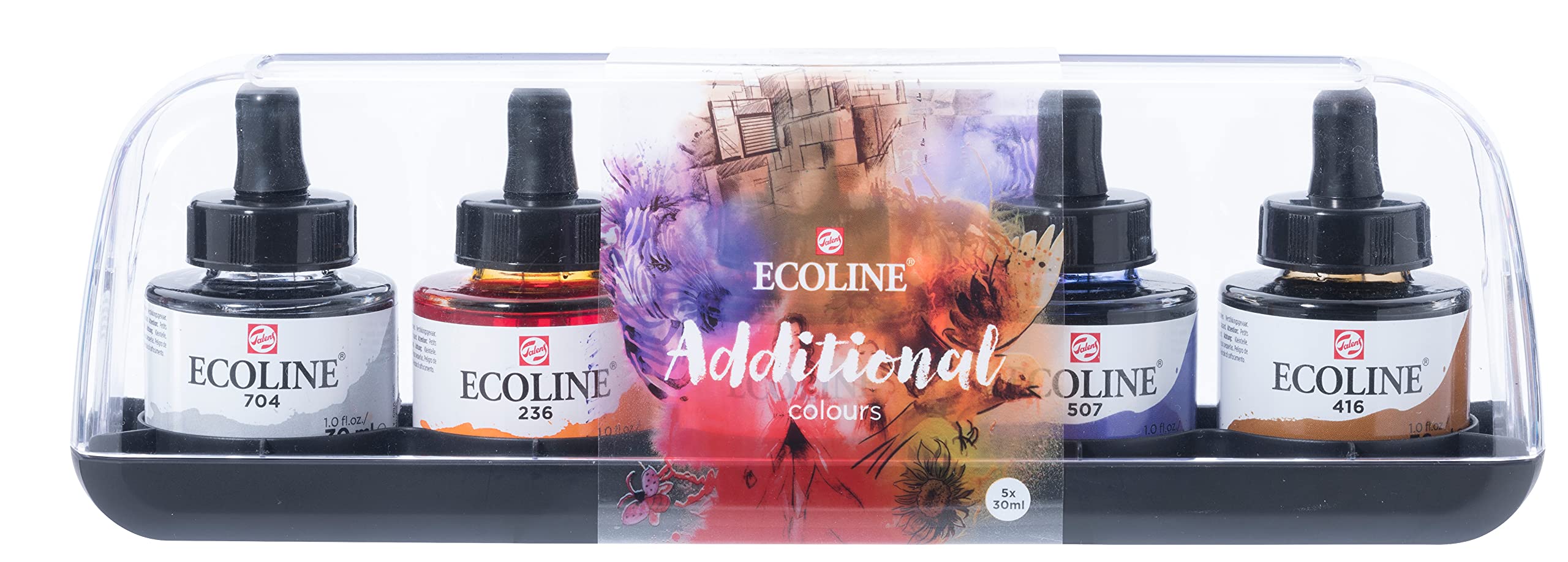 

Talens Japan Ecoline Color Ink, 5-Color Set (Additional Colors), T1125-9901, 30ml