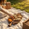 Natural Grain Wood Serving Piece Wooden Leaf Tray 7 Compartment Snack Platter Dry Fruit & Nuts Rustic Farmhouse Home Decor Dish Decorative